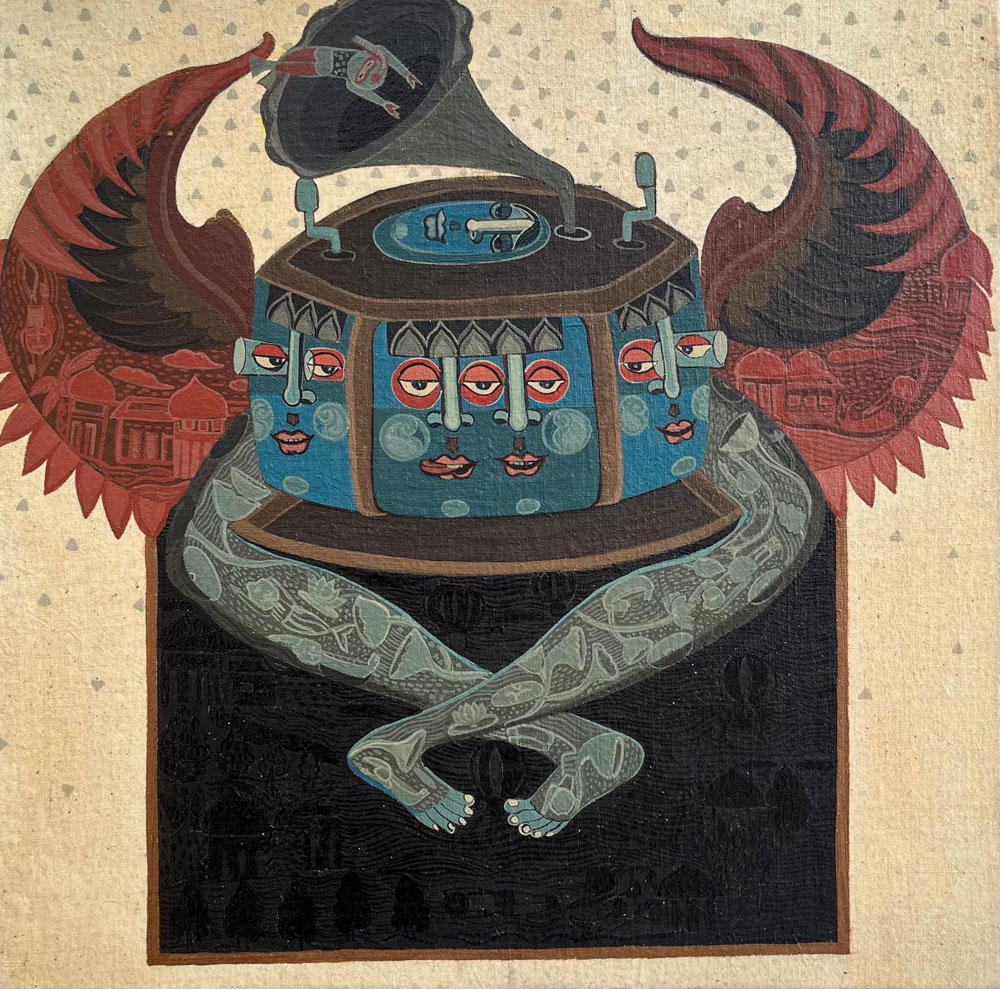 Painting of figures on canvas