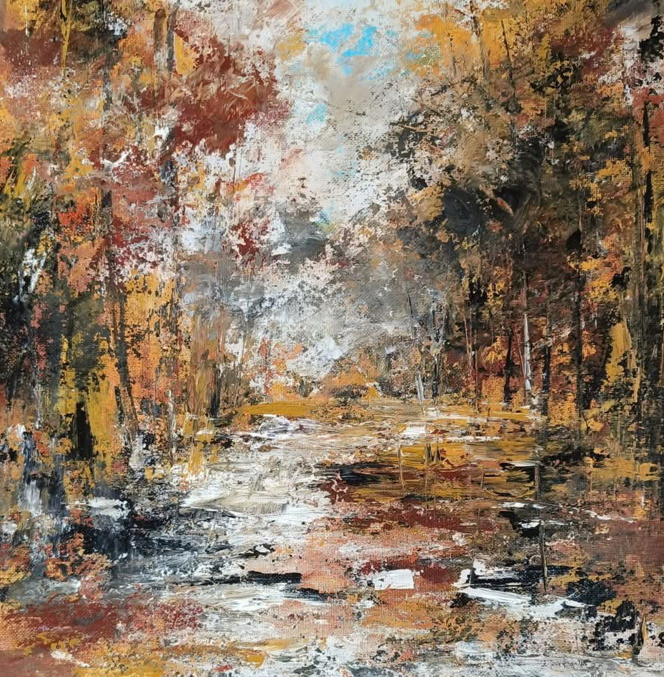 Abstract art with acrylic on paper