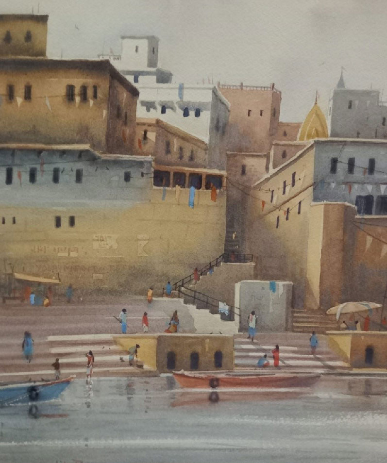 Watercolour on paper of Benaras
