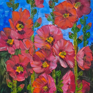 Hollyhocks IV [ 18 X 14 inches ] SOLD