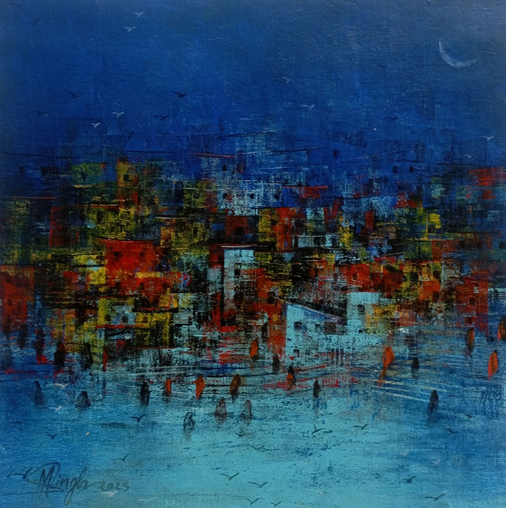 Abstract art with acrylic on canvas