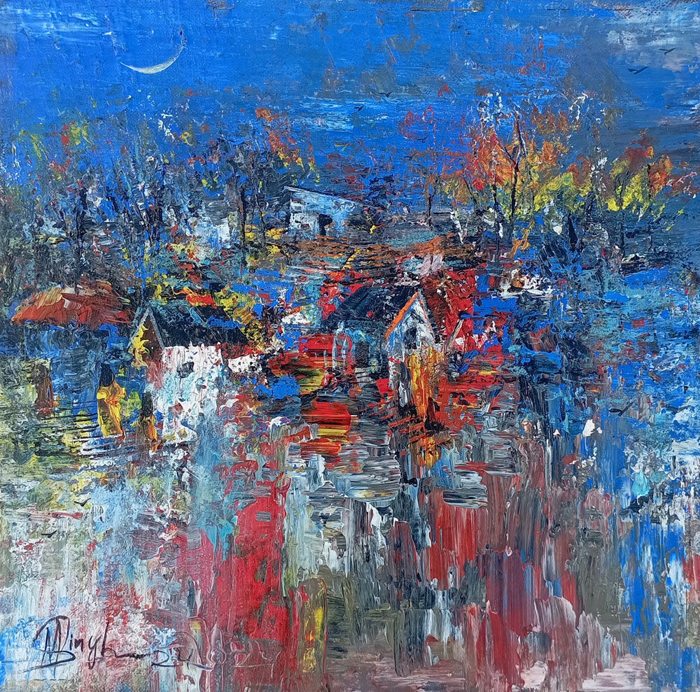 Abstract art with acrylic on canvas