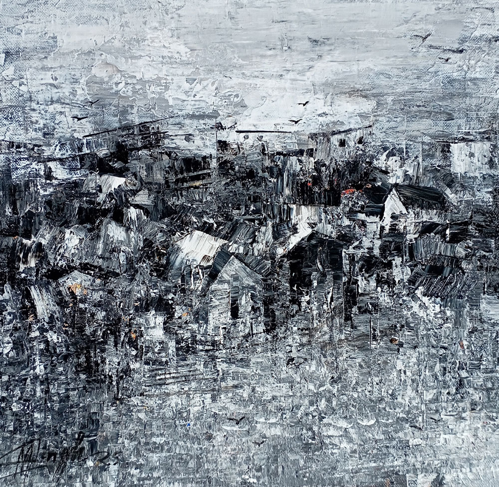 Abstract art with acrylic on canvas