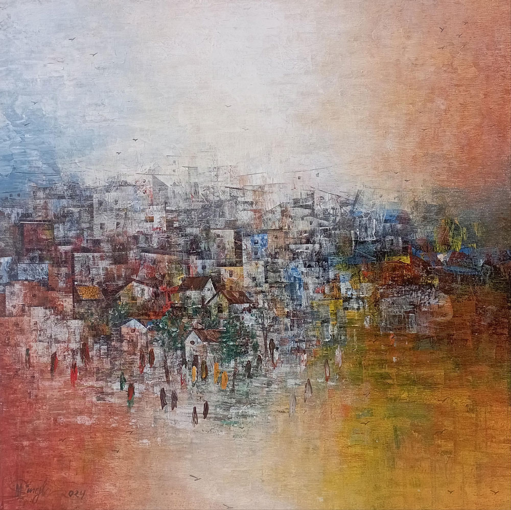 Abstract art with acrylic on canvas