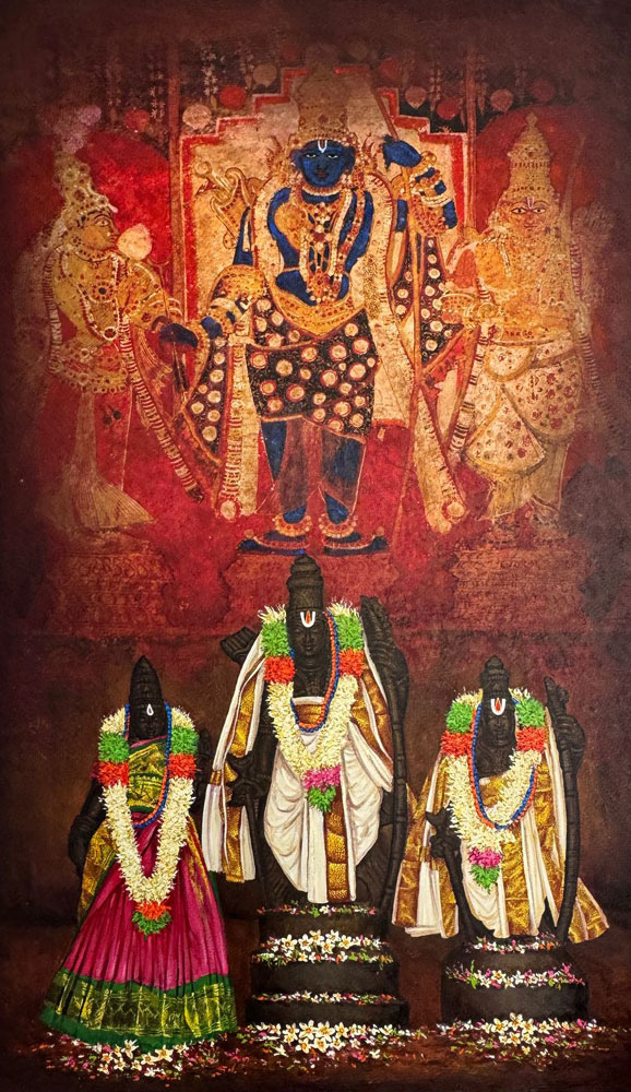 Painting of deities on canvas