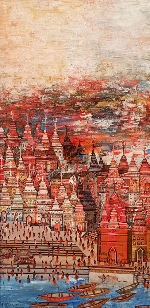 Abstract art with acrylic on canvas