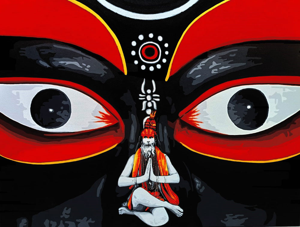 Painting of Goddess Kali on canvas