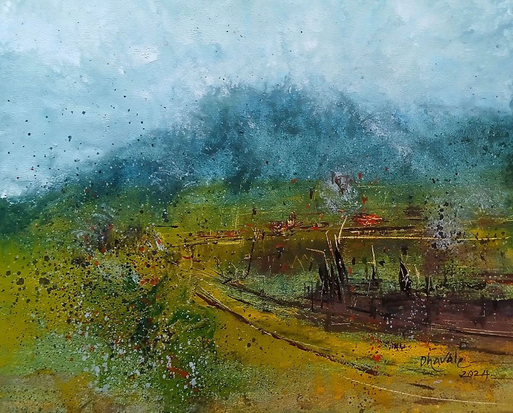 Abstract art with acrylic on canvas