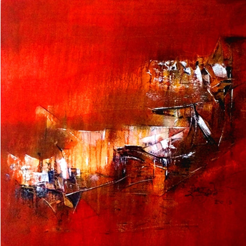 Abstract art with acrylic on canvas