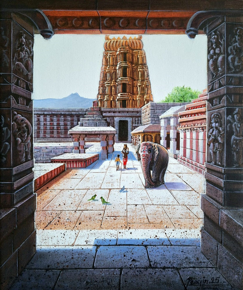 Hampi with oil on canvas