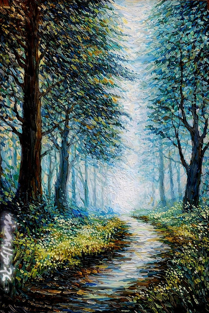 Painting of landscape with acrylic on board