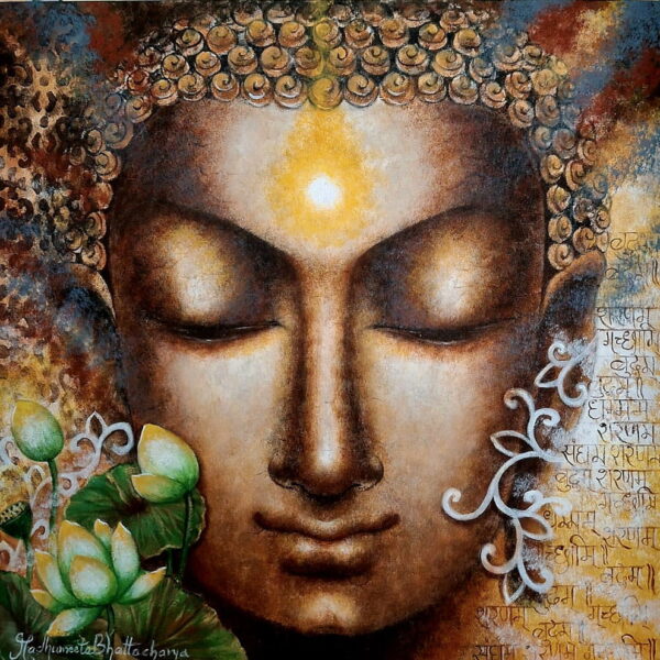 Painting of Lord Buddha with oil on canvas