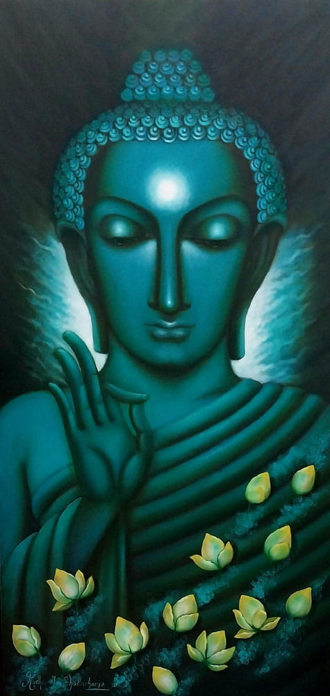 Painting of Lord Buddha with oil on canvas