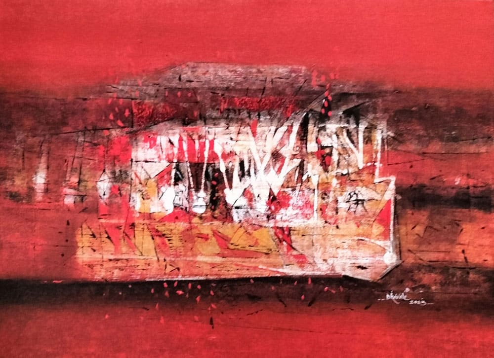 Abstract painting with acrylic on canvas