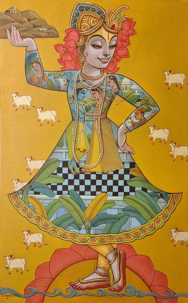 Painting of Krishna on canvas