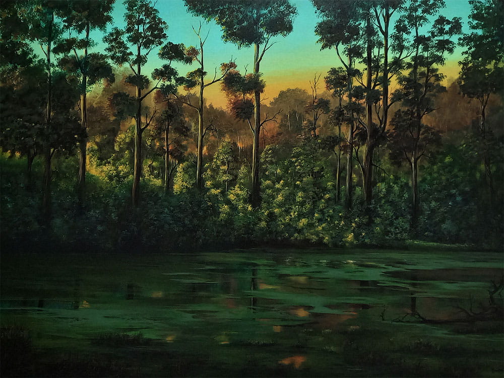 Painting of landscape on canvas