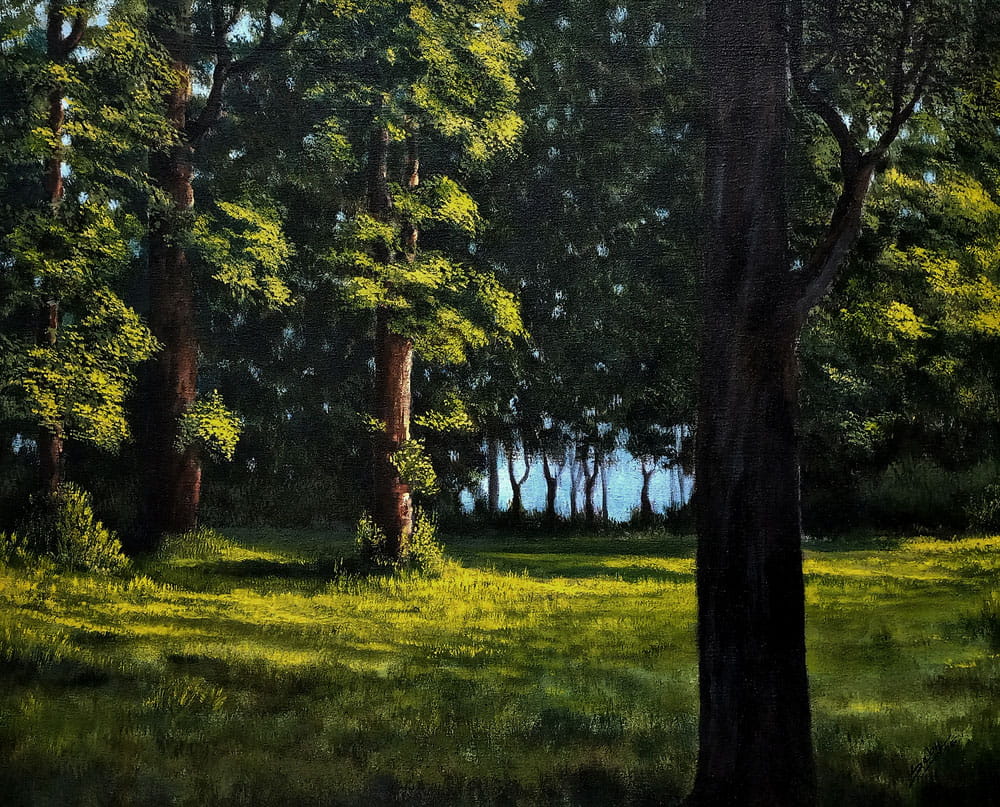 Painting of landscape on canvas