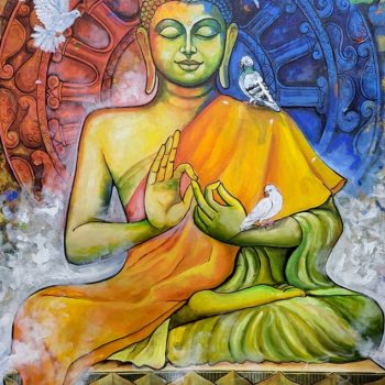 Painting of Buddha on canvas