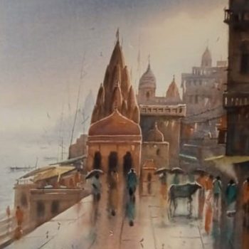 Watercolour on paper of Benaras