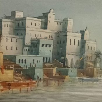 Watercolour on paper of Benaras