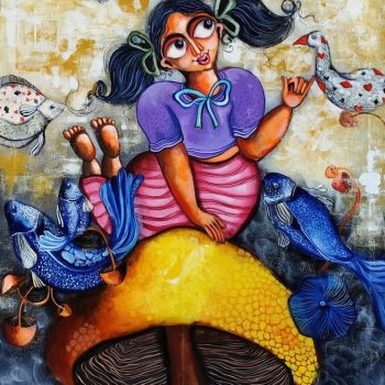 Painting of a girl on canvas