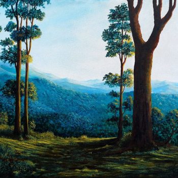 Painting of landscape on canvas