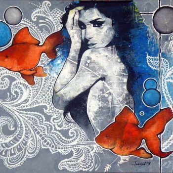 Painting of a woman on paper