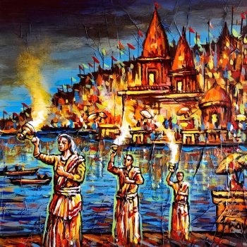 Prayers on the river ganga in Benaras