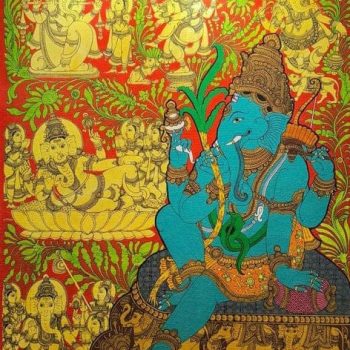 Painting of Ganesh on canvas