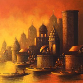 Painting of Benaras on canvas