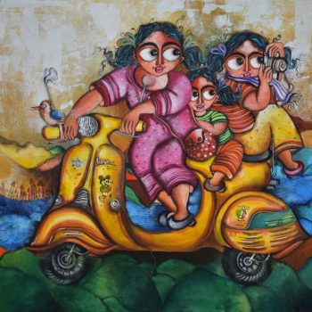 Painting of girls on canvas