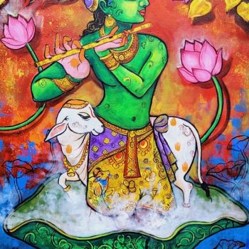 Painting of Krishna on canvas
