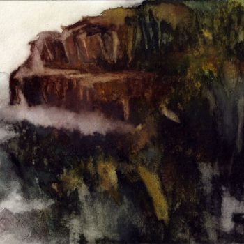 Painting of abstract landscape on paper