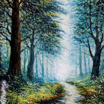 Painting of landscape with acrylic on board