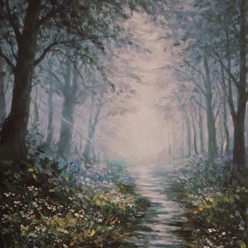 Painting of landscape with acrylic on board