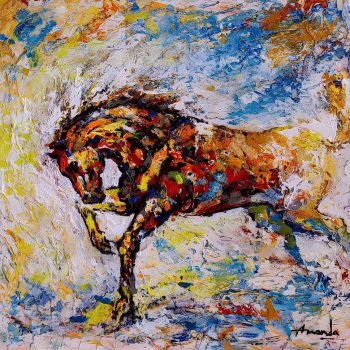 Painting of horse on canvas