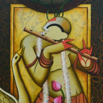 Painting of a man playing the flute
