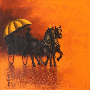 Painting of horse carriage in the monsoons