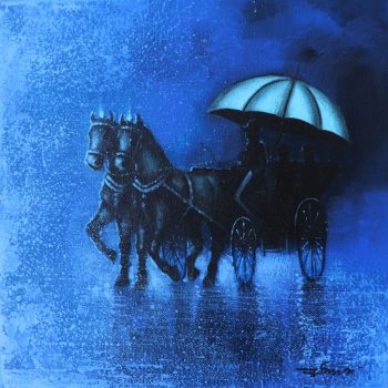 Painting of horse carriage in the monsoons