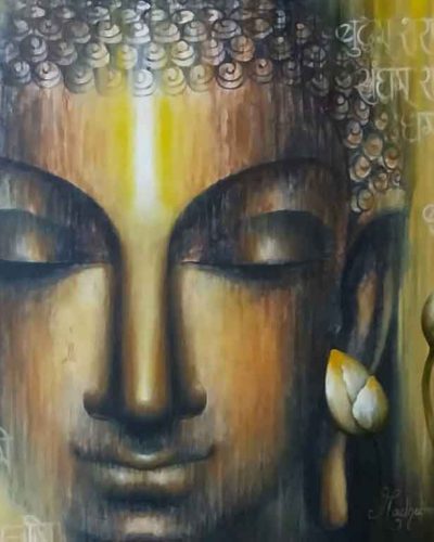 Painting of Buddha on canvas