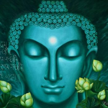 Painting of Lord Buddha with oil on canvas