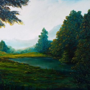 Painting of landscape on canvas