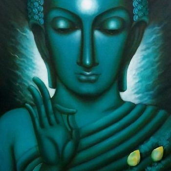 Painting of Lord Buddha with oil on canvas