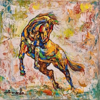 Painting of horse on canvas