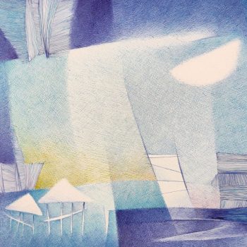 Painting of abstract art with ball point pens on paper