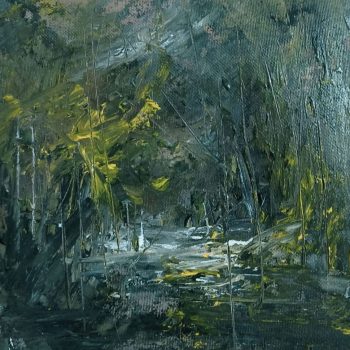 Painting of abstract landscape on paper