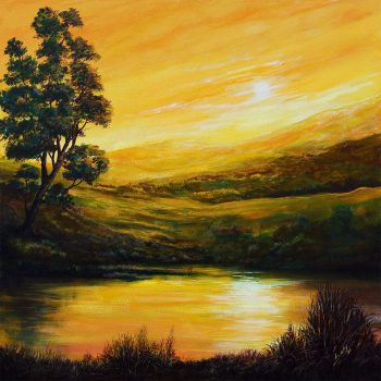 Painting of landscape on canvas