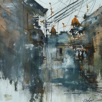Painting of abstract Benaras on paper