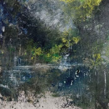 Painting of abstract landscape on paper