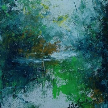 Painting of abstract landscape on paper